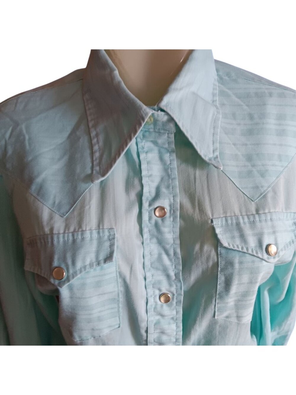 Medium Vintage Cowgirl Blouse Top 1960's Turtle Bax Western Pearl Snap Shirt